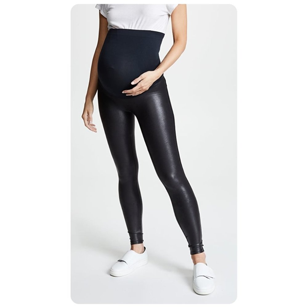 NWT Spanx Mama Very Black Faux Leather Legging sz S